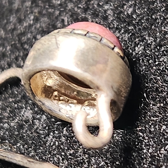 Sterling Silver and Rhodochrosite Stone Earrings - Picture 6 of 6